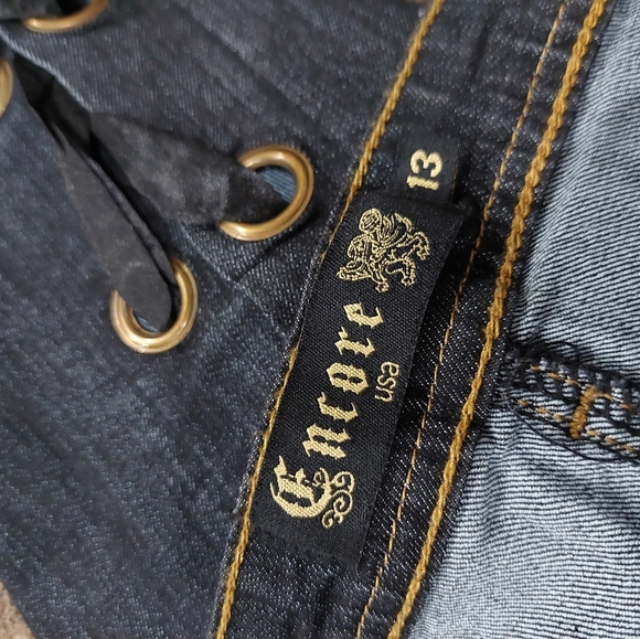 Encore Dark Denim Lace Up Skinny Jeans Size 13 - Picture 3 of 3